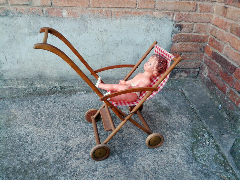 cochecito mu§eca juguete infantil madera tela 25-46-57x56x27.5 1u